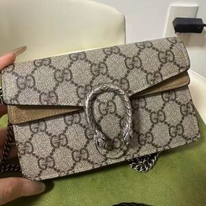 Gucci Beige and Brown Signature Crossbody Bag
